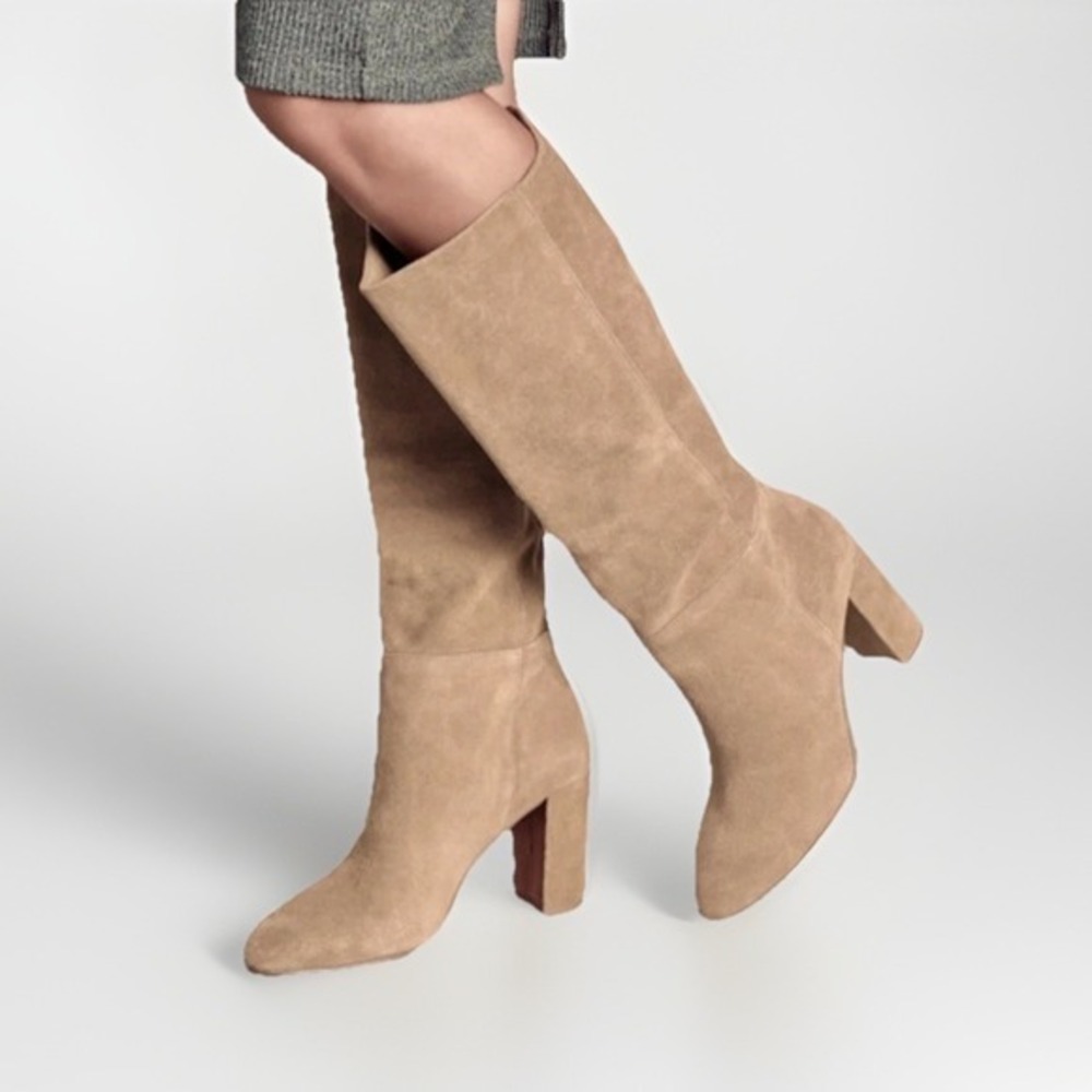 Knee‎ Boots Leather Tan Chinese Laundry Tall Suede Boots Heeled 9.5 M Brown